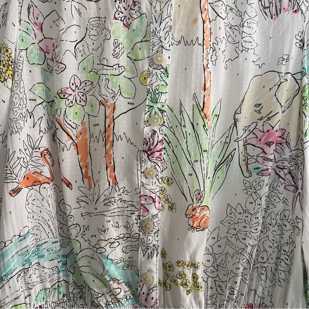 Anthropologie Maeve Color By Numbers Watercolor Rosa Blouse XS - Picture 10 of 16